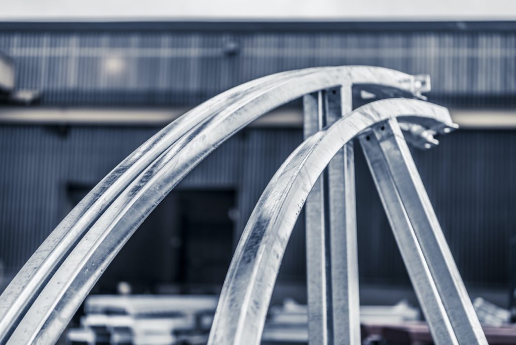 Galvanized curved framework at Joseph Ash Chesterfield