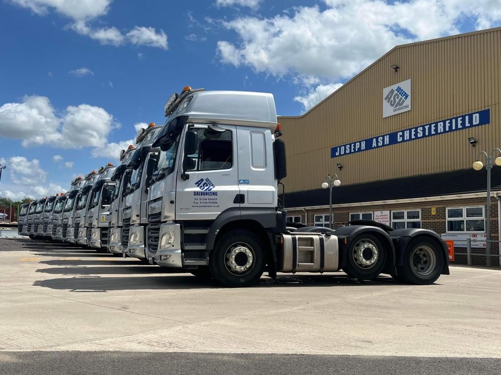 A row of lorries at Joseph Ash Chesterfield